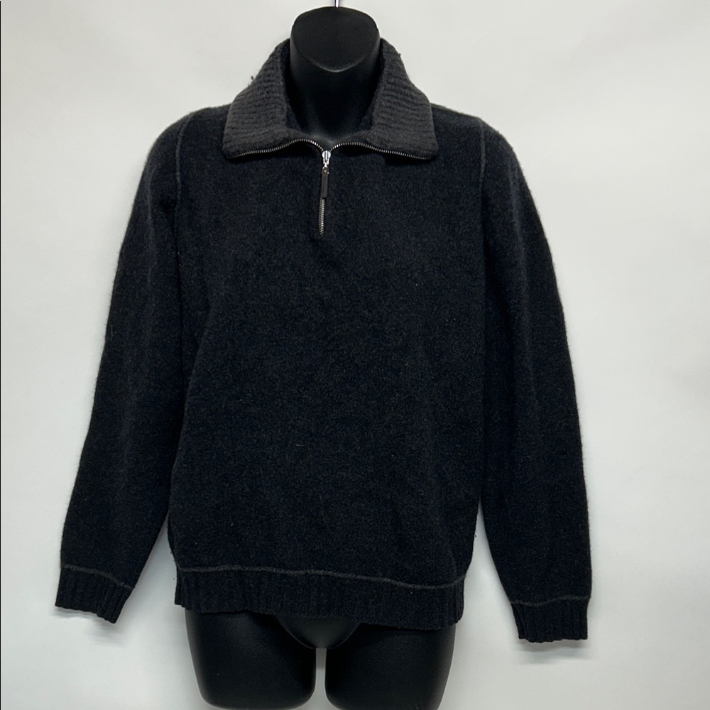 Gran Sasso women’s  Charcoal Zip-Up Sweater small cashmere made in Italy